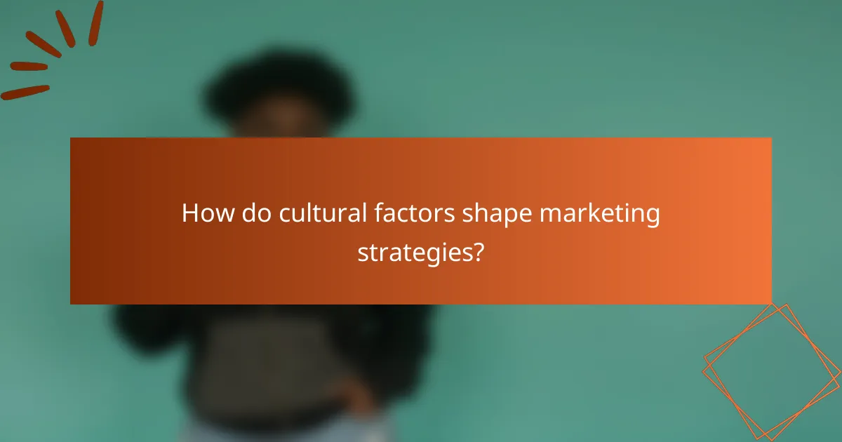 How do cultural factors shape marketing strategies?