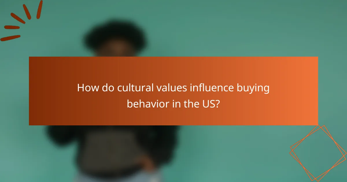 How do cultural values influence buying behavior in the US?