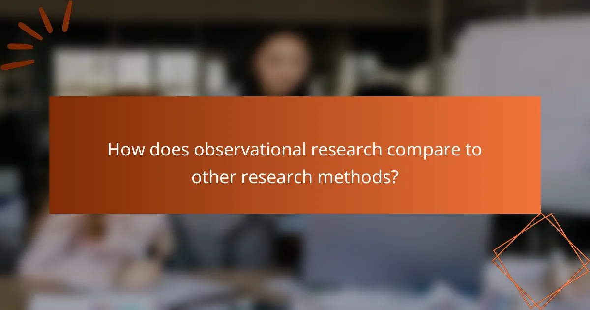 How does observational research compare to other research methods?