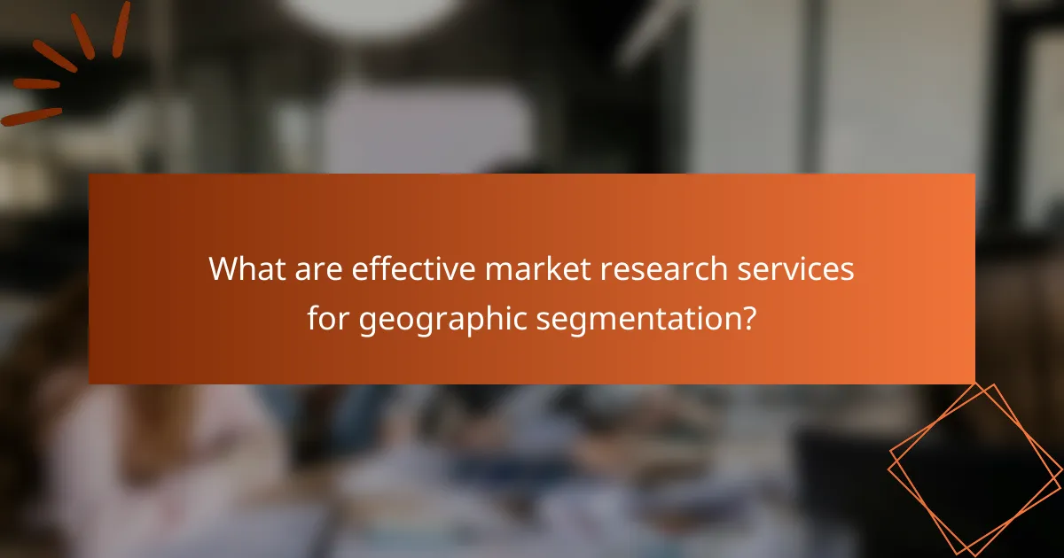 What are effective market research services for geographic segmentation?