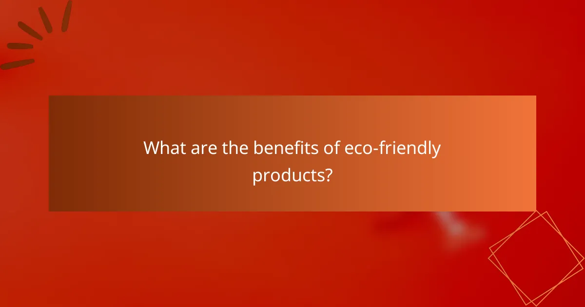 What are the benefits of eco-friendly products?